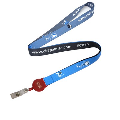 5/8" Full Color Lanyards W/Round Economy Badge Reel