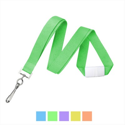 5/8" Neon Flat Polyester Lanyard with Breakaway (J-Hook)