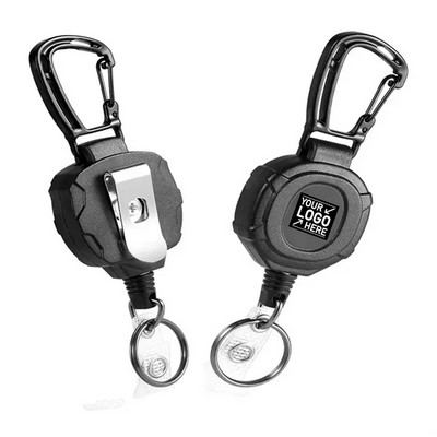 Retractable Keychain with Carabiner and Steel Wire Cord