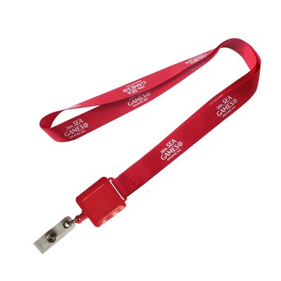 3/4" Nylon Lanyards W/Square Economy Badge Reel