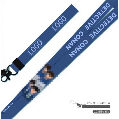 7" Full Color Imprint Polyester Cell Phone Lanyard Strap w/Lobster Clasp
