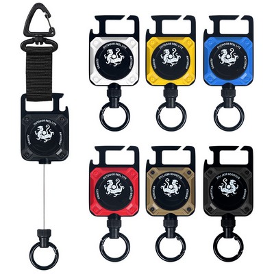 Outdoor Heavy Duty Retractable Badge Holder w/ Magnetic Closure & Opener