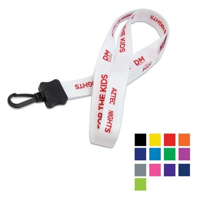 3/4" Smooth Polyester Lanyard w/ Plastic Clamshell & Swivel J Hook